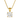 Gold necklace with a round diamond pendant on a white background