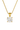 Gold necklace with a round diamond pendant on a white background