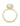 Gold ring with a large diamond on a white background